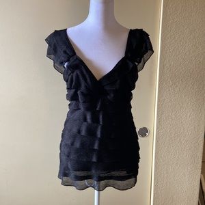 Studio M Black Cap Sleeve Top - Size L